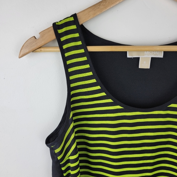 MICHAEL KORS Green and Black Stripe Blouse - Picture 7 of 7
